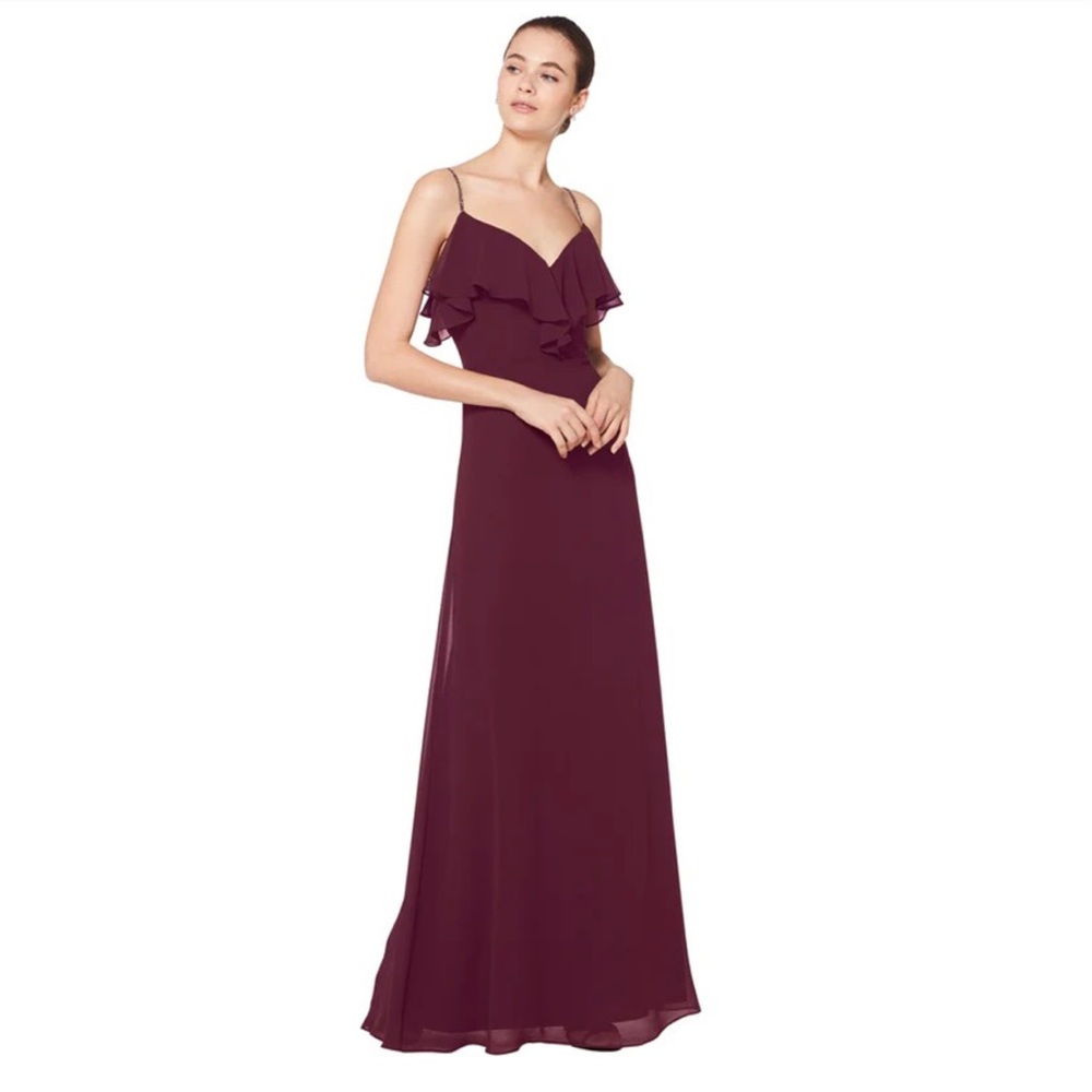 Bill Levkoff Cream Ruffled Maxi Gown - Picture 10 of 11